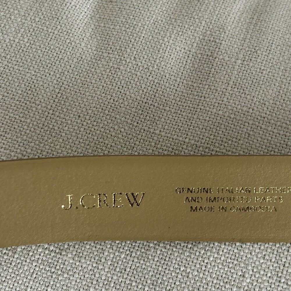 J.Crew Wide Belt Spazzolato Leather Size Medium Cream Gold Buckle Genuine - Picture 3 of 6